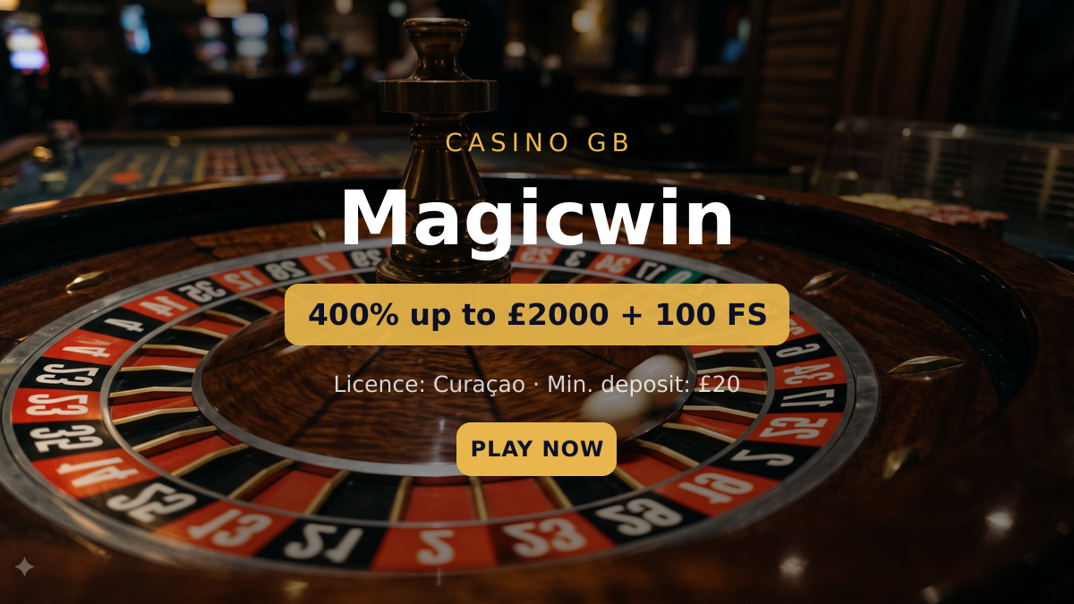 Magicwin casino — welcome bonus 400% up to £2000 + 100 FS, payments: Visa, Mastercard, PayPal, Skrill, Neteller