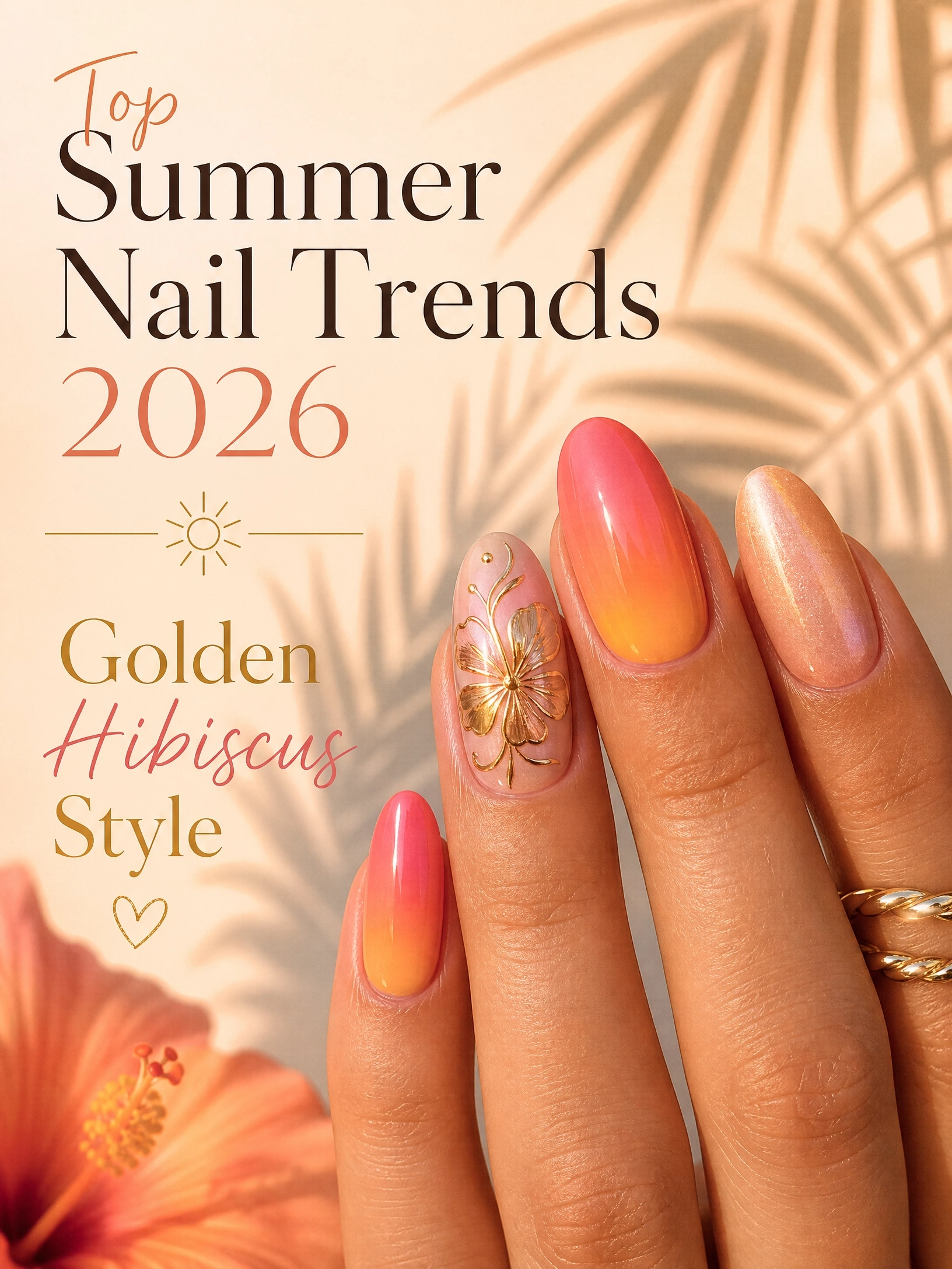 Tropical Sunset Ombre with Golden Hibiscus: Your Ultimate Summer 2026 Nail Guide