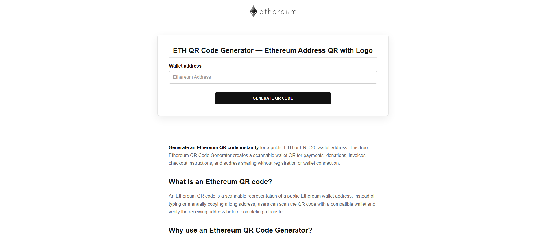 Stored capture of ethereum-qr-code-generator.org
