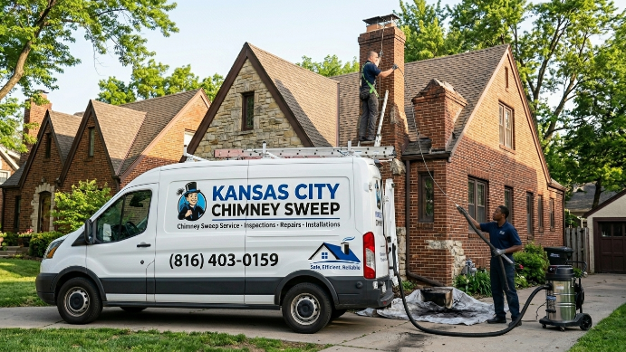 Chimney sweep technician at work in Kansas City