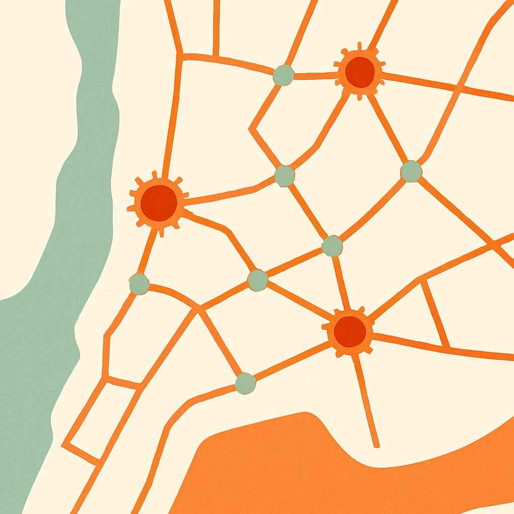 Map showing optimized delivery routes with traffic hotspots in Mumbai or Bangalore for food delivery