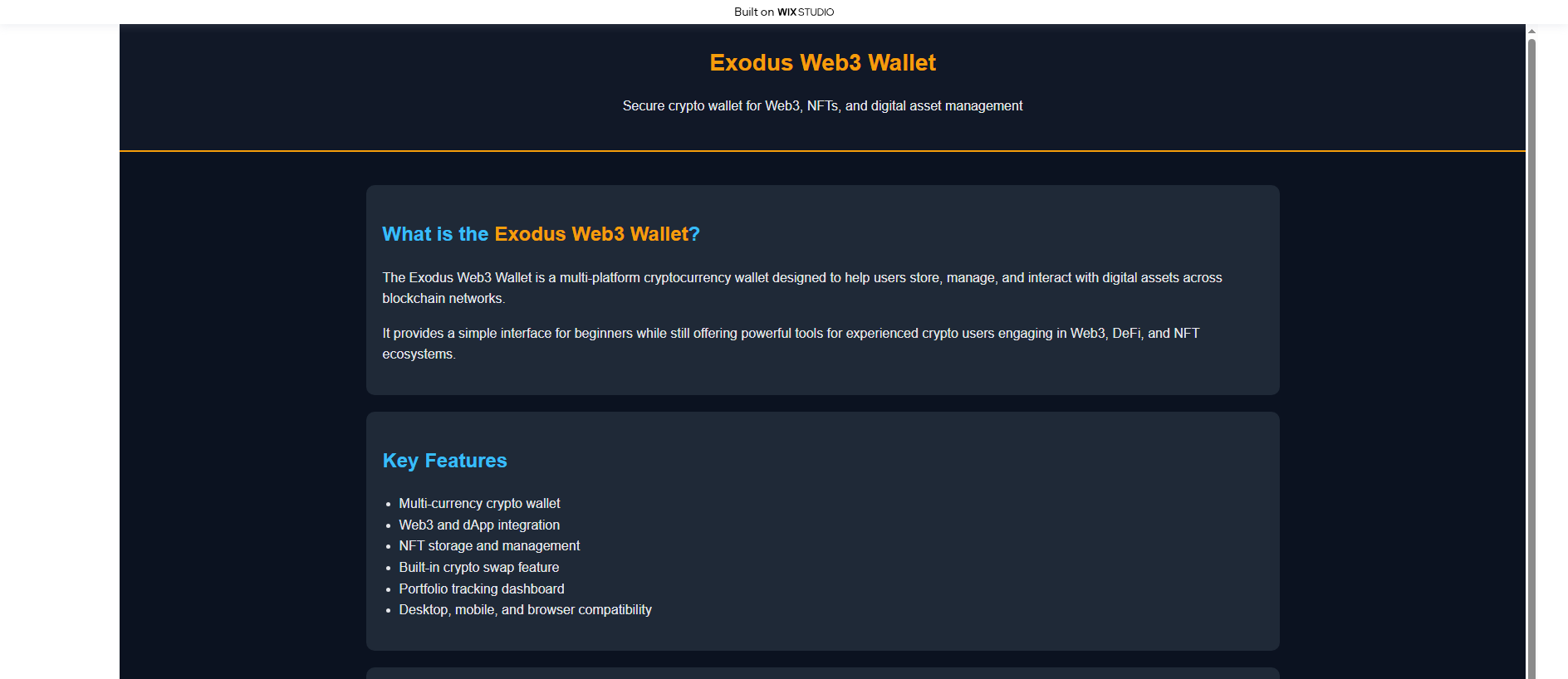 Stored capture of web3-exodua.wixstudio.com
