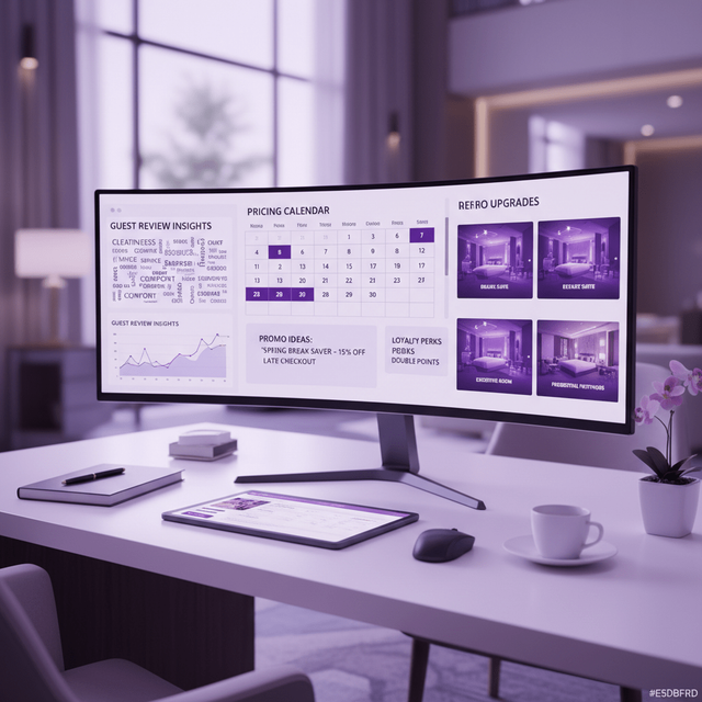 Review insights, pricing calendar, and hotel promo planning for revenue strategy