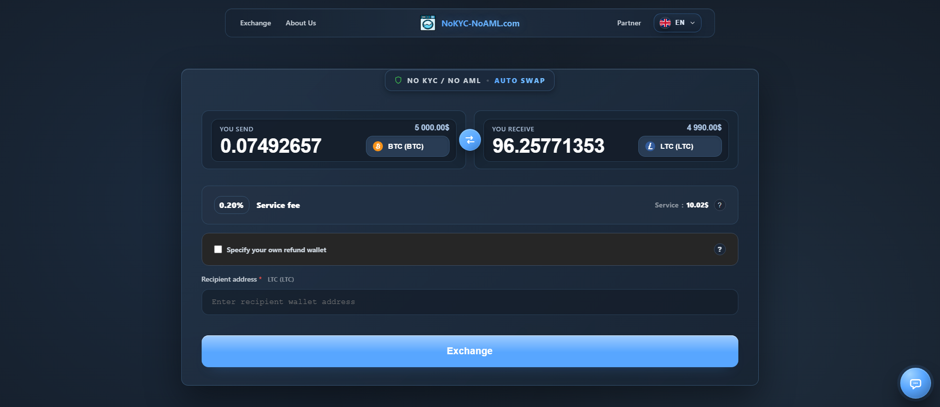 Stored capture of nokyc-noaml.com