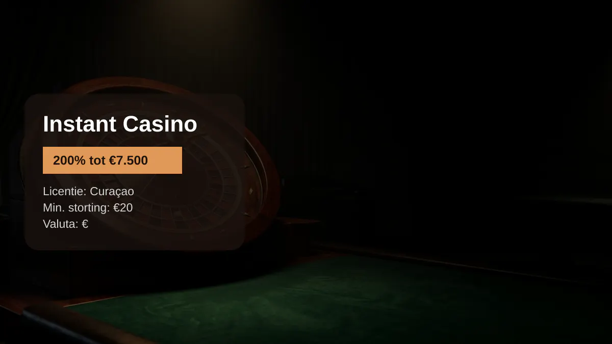 Instant Casino — welkomstbonus 200% tot €7.500 + 25 FS, betalingen: Visa, Mastercard, Sofort, Giropay, Pix