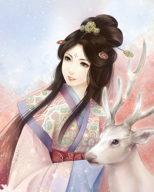 佐保姫と白鹿（甲斐千鶴先生の作品）