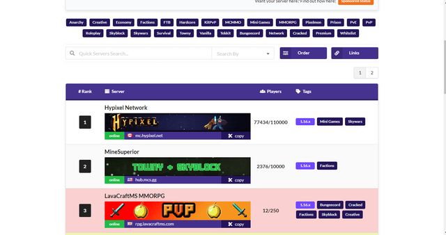 MINECRAFTMP.ORG | best minecraft server list voting site.