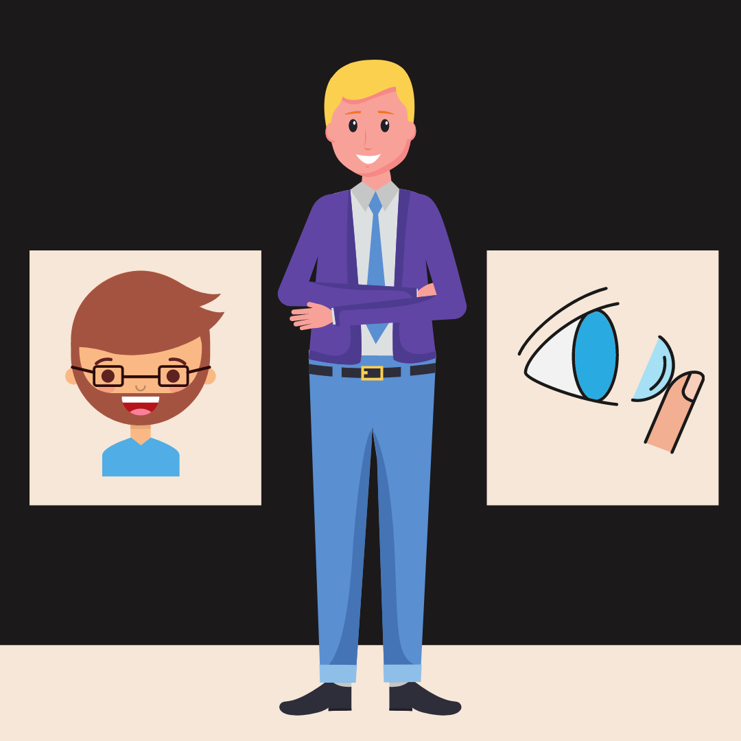 Image-of-a-standing-between-two-signs-One-sign-has-an-image-of-a-pair-of-eyeglasses-while-the-other-