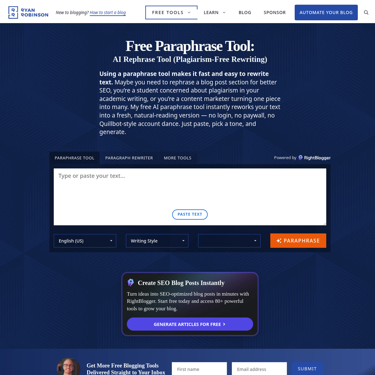 Ryrob Paraphrase Tool