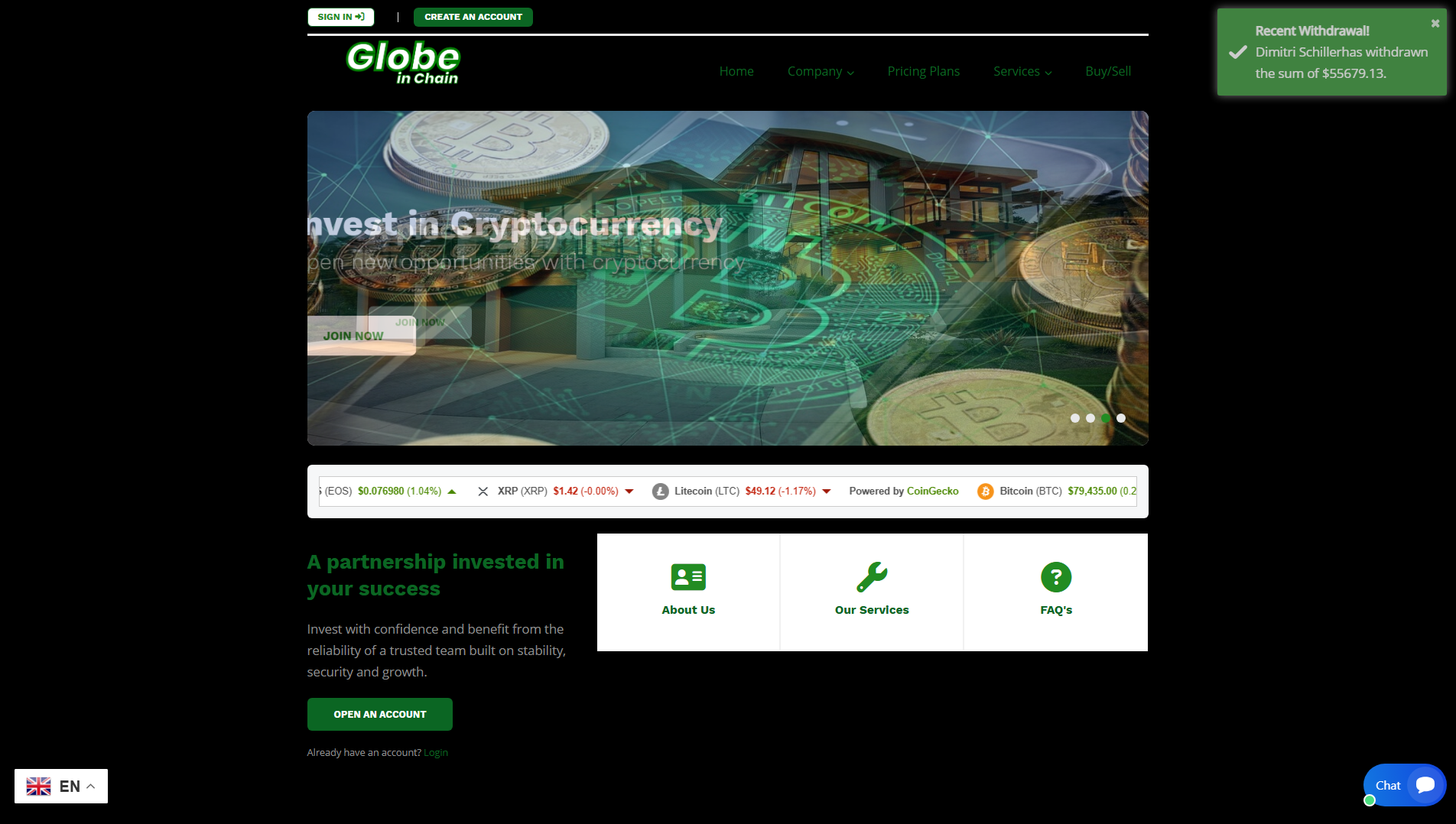 Stored capture of globeinchain.com