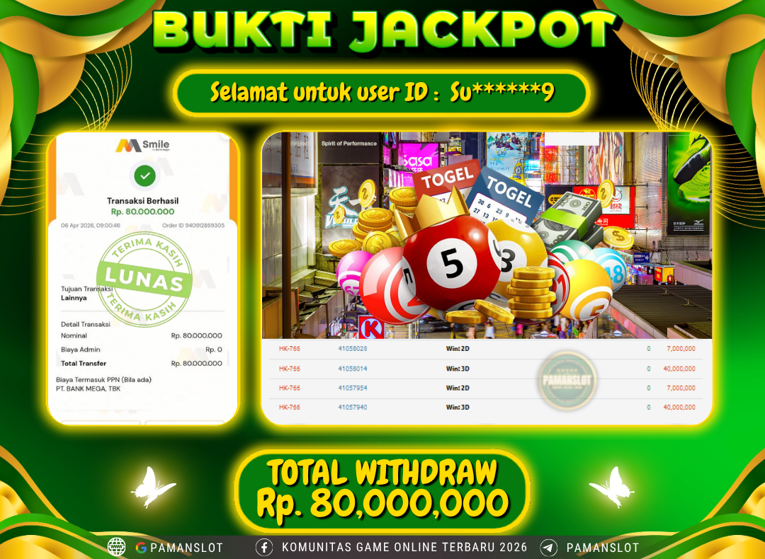 Selamat kepada Member PAMANSLOT TOGEL - HONGKONG LOTTO : SU*****9