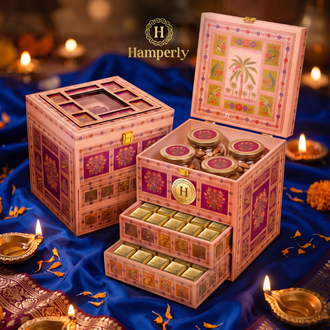 Mini Corporate Gift Box with Sweets, premium Deepavali corporate hamper Singapore