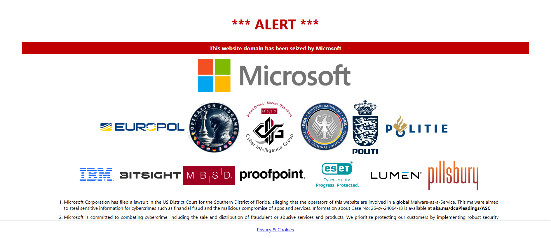 Forensic screenshot of [REDACTED] showing the phishing page layout