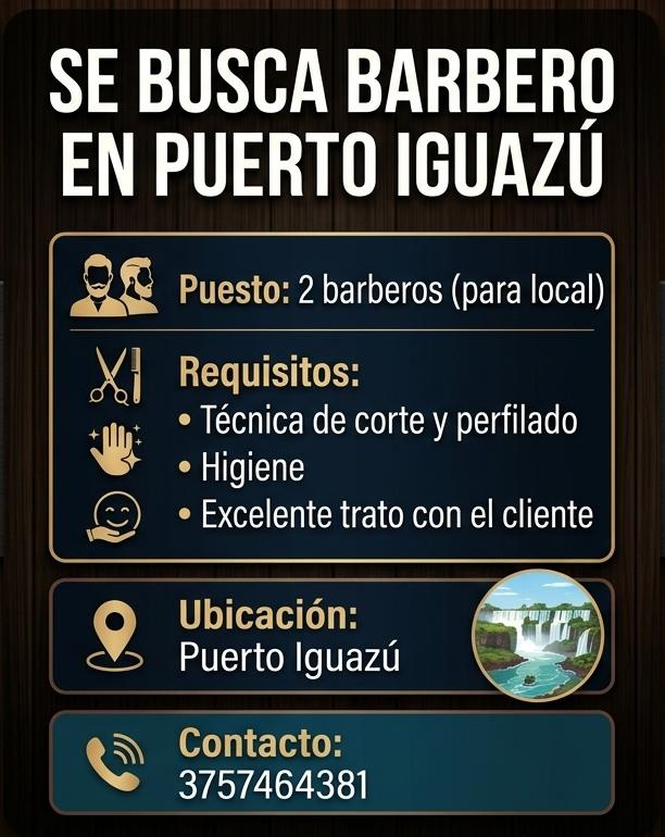 Se Busca Barbero en Puerto Iguazú