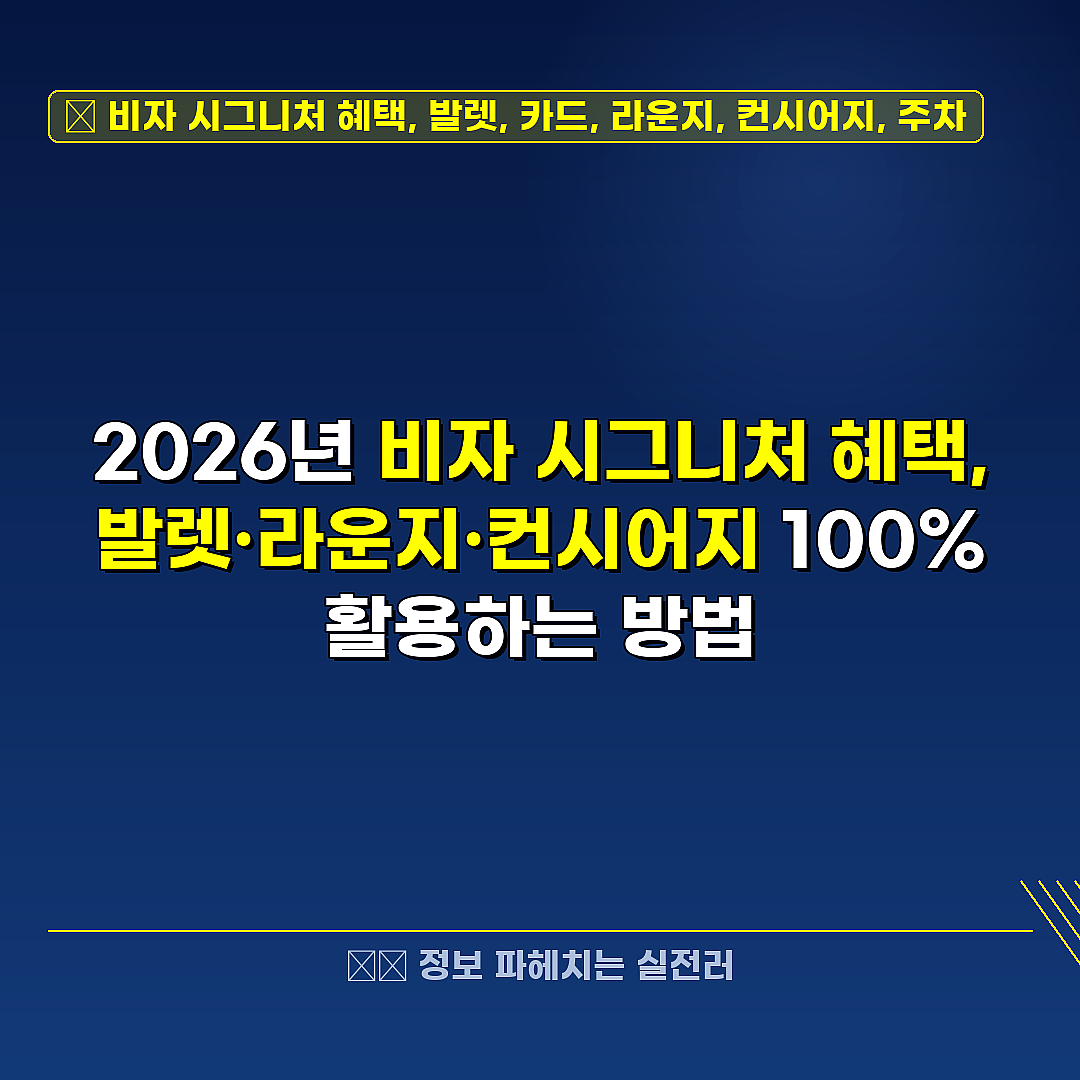 비자 시그니처 혜택, 발렛, 카드, 라운지, 컨시어지, 주차 관련 정보 썸네일
