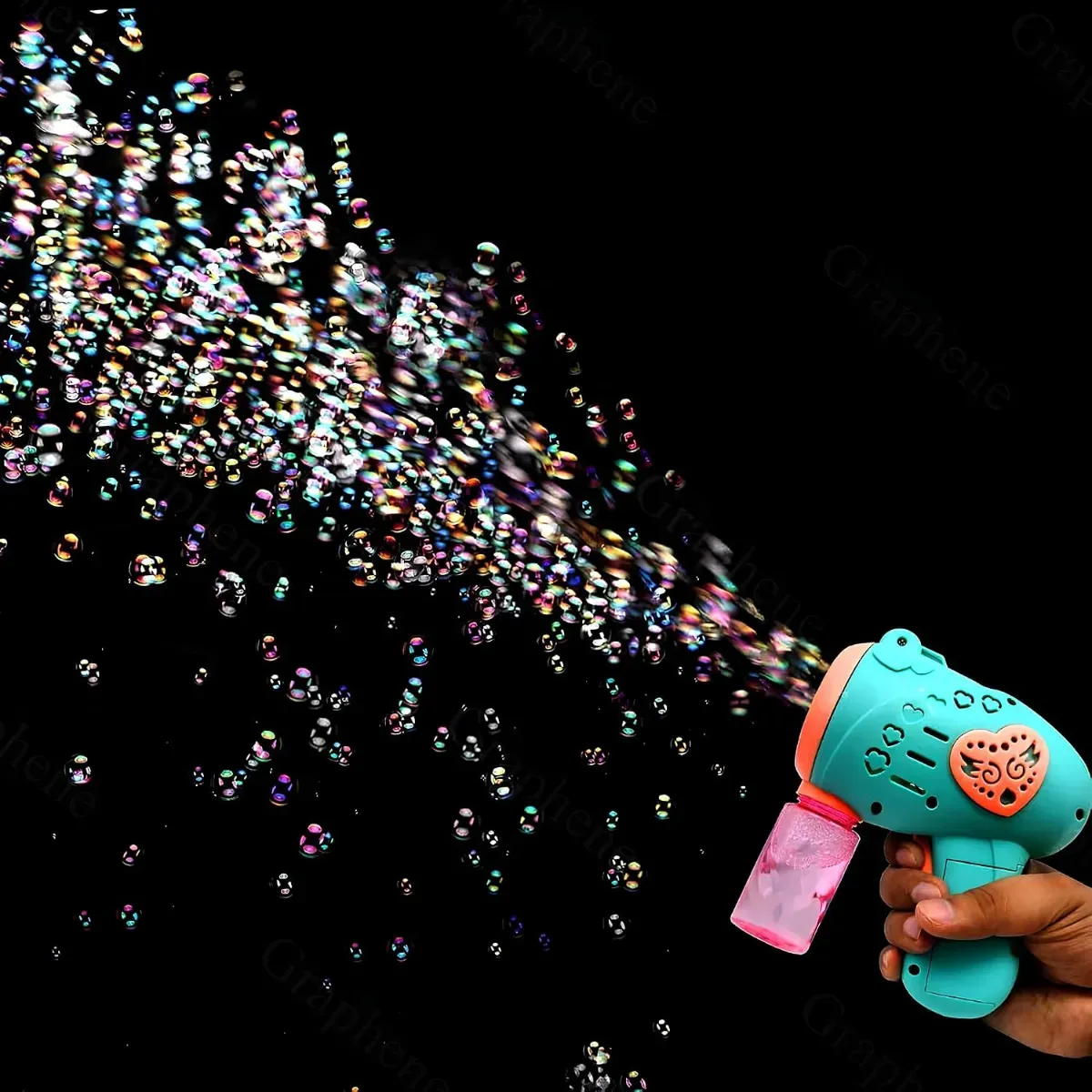 RAINBOW RIDERS Automatic Color Bubble Machine Gun Leak-Proof with 1 Bubble Solution 5000+ Bubbles Per Minute and Blower - ToyMall Manjeri