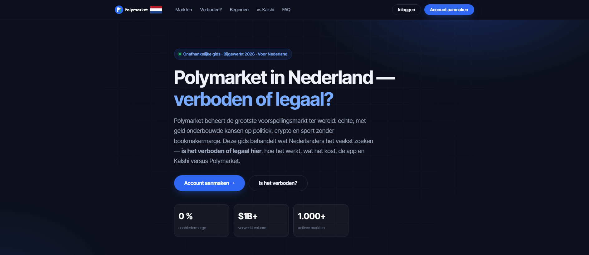Forensic screenshot of polymarket.co.nl showing the phishing page layout