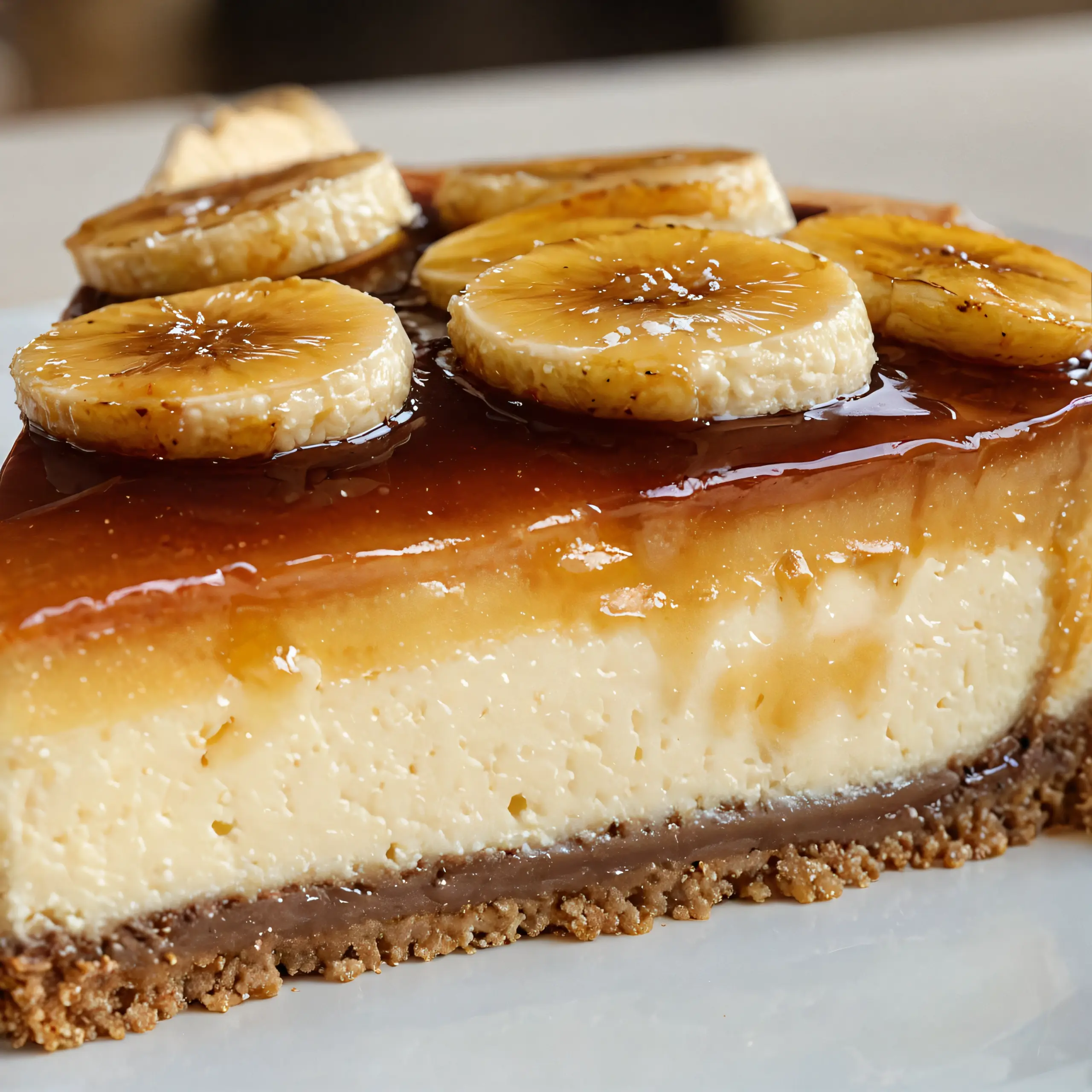 Caramelized Banana Cheesecake with Rum Glaze