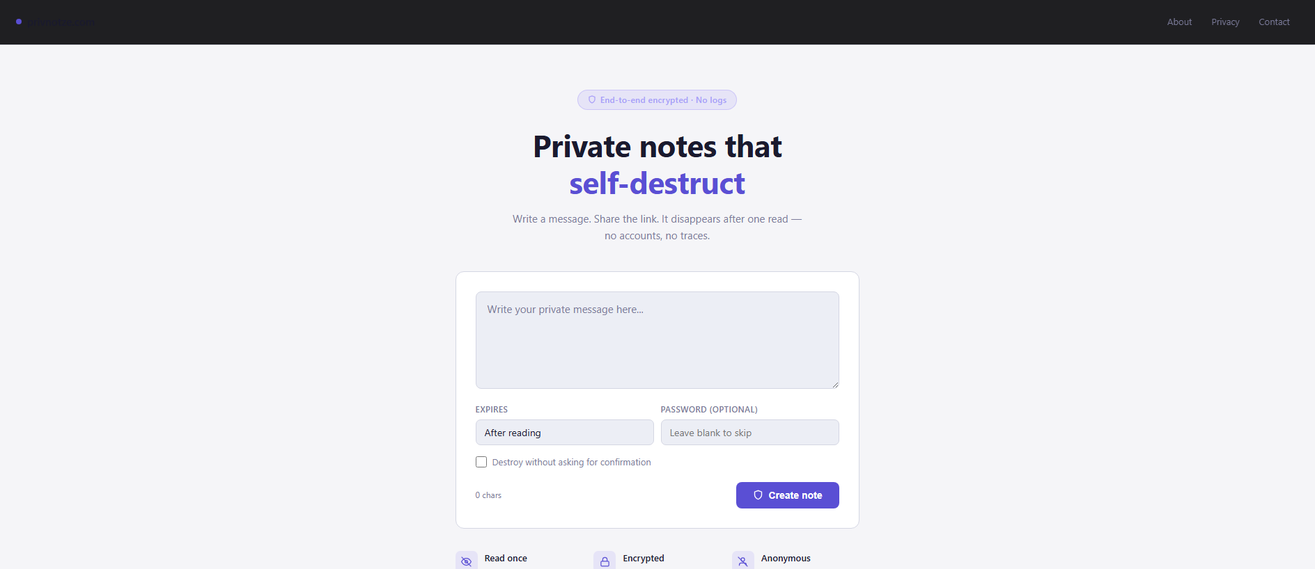 Stored capture of privnotze.com