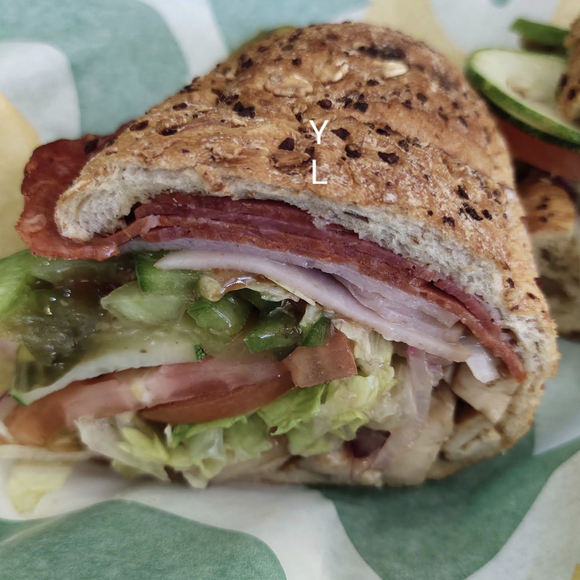 Freshly made sub sandwich at Subway