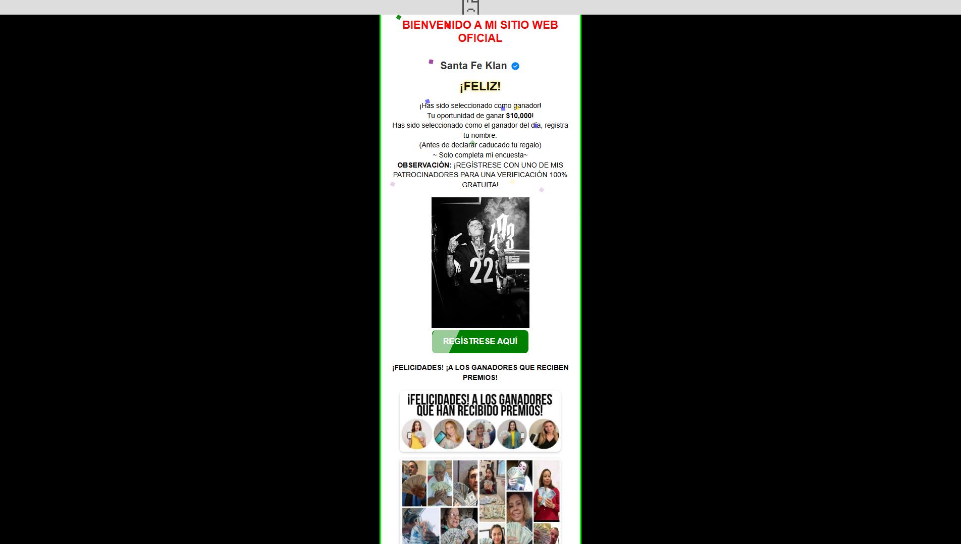 Forensic screenshot of santafkln2026.blogspot.com showing the phishing page layout