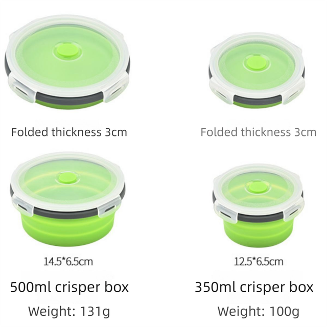 4 Piece Red and Grey Silicone Collapsible Food Storage Container Set - Microwave Safe Foldable Lunch Box Set with Leakproof Clip Lock Lid & 4 Sizes 350/500/800/1200ML for Meal Prep Picnic Travel and Fridge Storage