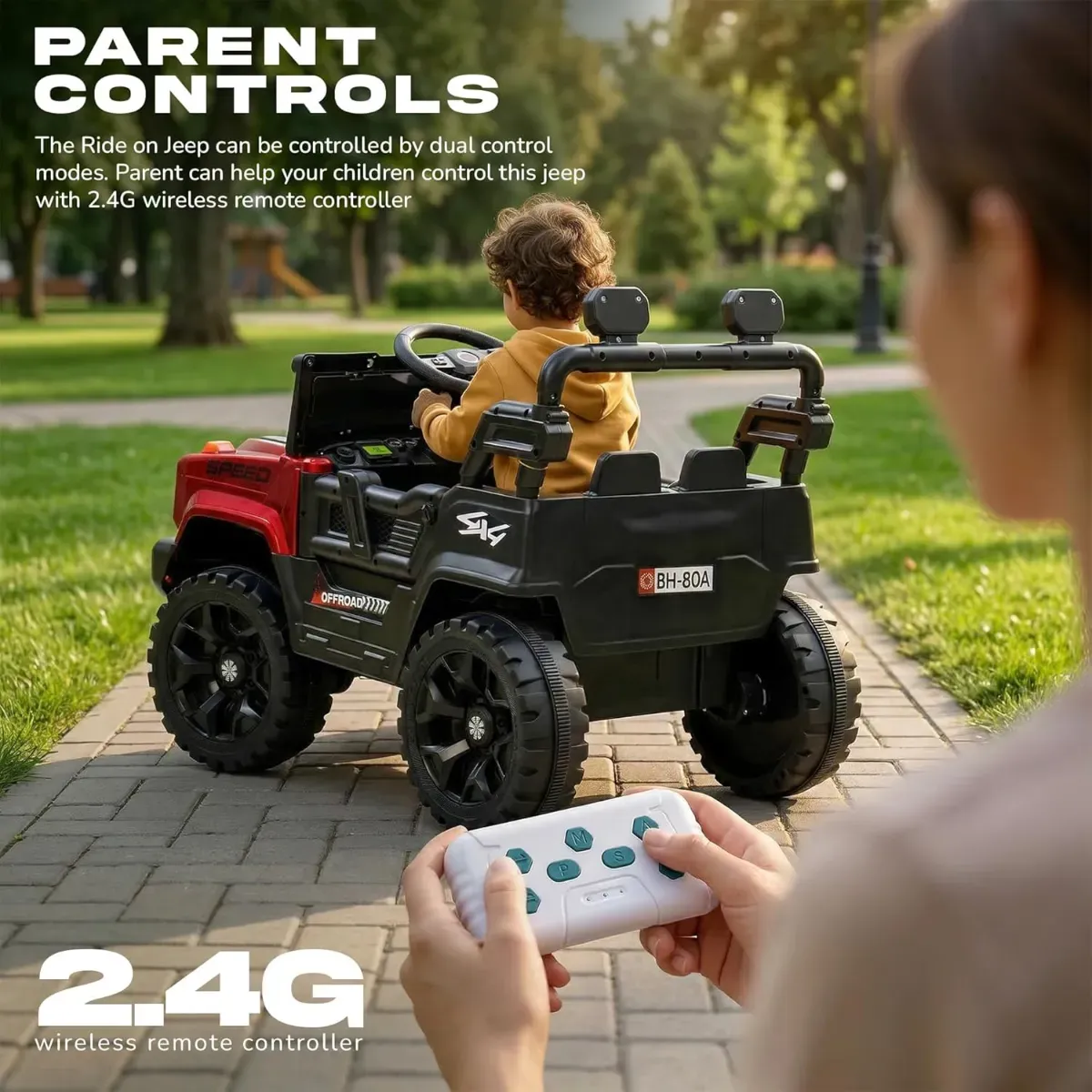 80 D Battery Operated Jeep for Kids with Parental Control | 4x4 Motor Baby Electric Ride On Toy Car with RGB Lights, Music & Swing Mode | Rechargeable Battery Car for Kids 1–6 Years photo 8