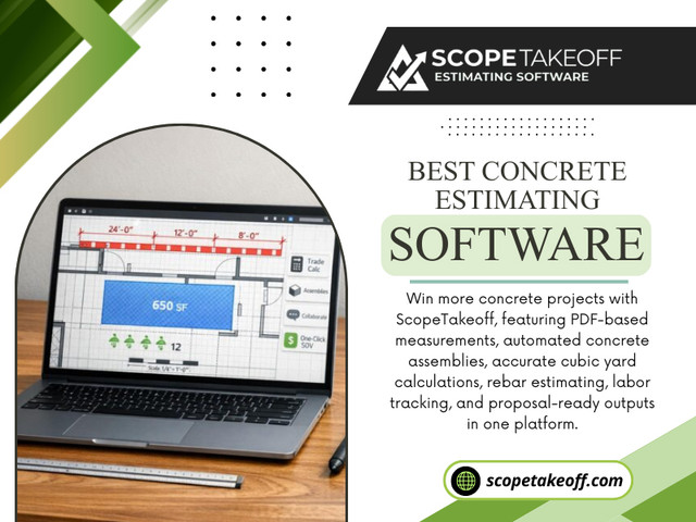 Using the Best concrete estimating software helps you to create a more organized estimating process and increase accuracy and approach every bid with more confidence. The small improvements that are made during estimating often result in better project outcomes, healthier profit margins and long-term business success.

For more info visit here: https://scopetakeoff.com/blog/concrete/best-concrete-estimating-software/

Read our blogs:
https://scopetakeoff.wordpress.com
https://scopetakeoff.tumblr.com
https://scopetakeoff.weebly.com
https://scopetakeoff.mystrikingly.com/blog/flooring-estimating-software

More Links:
https://linktr.ee/scopetakeoff
https://www.apsense.com/user/scopetakeoff
https://gravatar.com/scopetakeoff