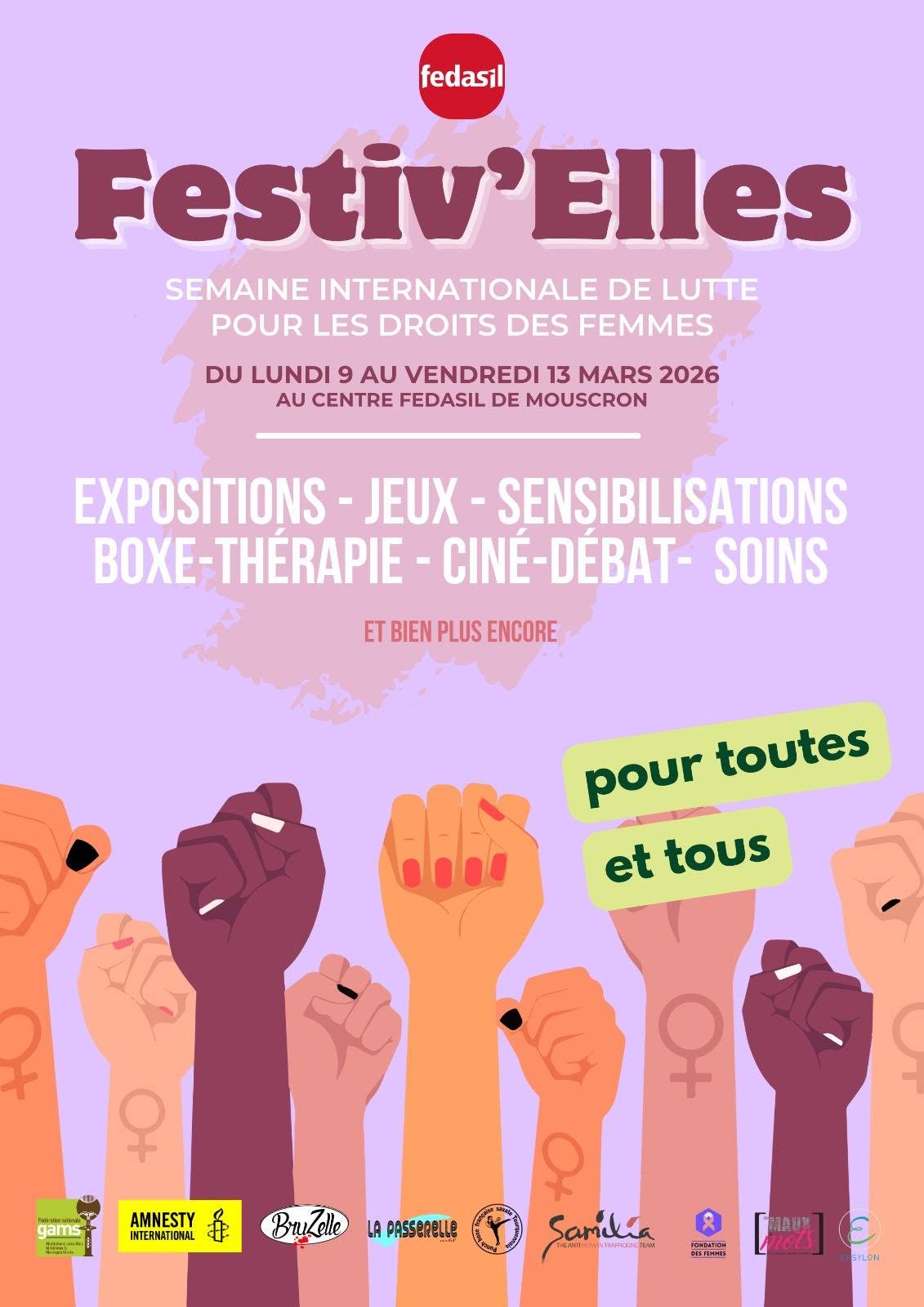 Affiche Festiv'Elles, semaine de lutte pour les droits des femmes