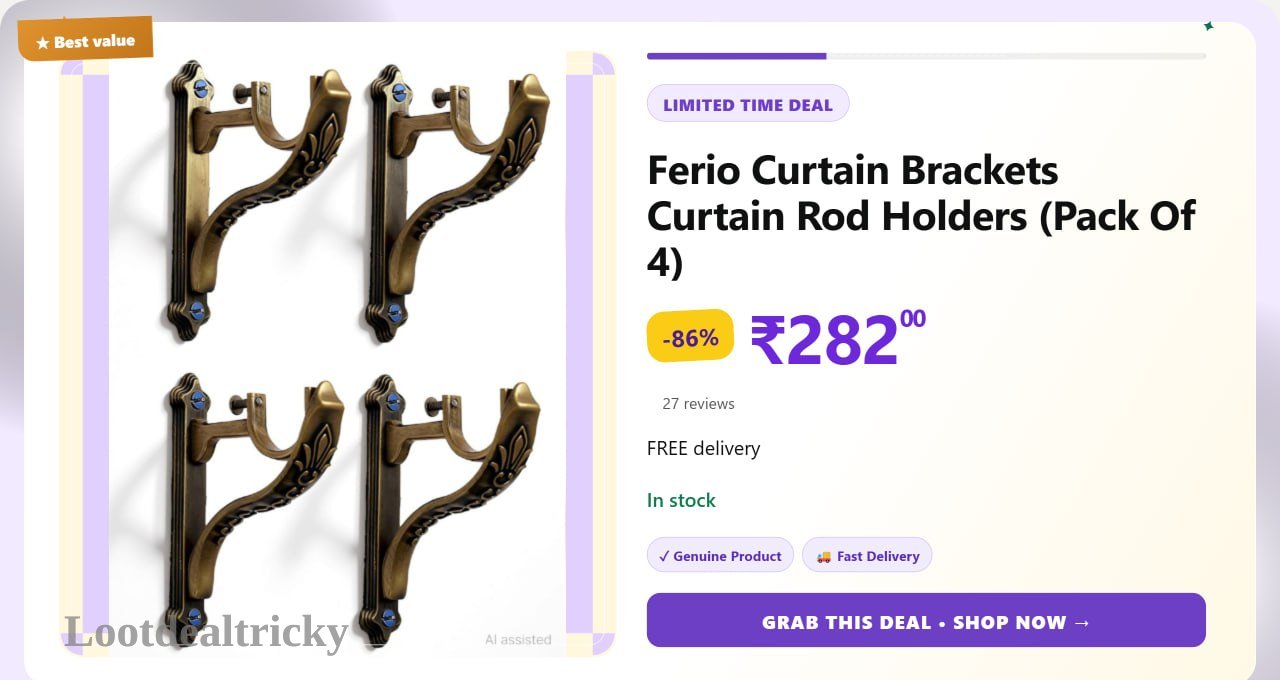 ferio Curtain Brackets – Just ₹282 | Limited Time Loot Offer ferio Curtain Brackets – Just ₹282 | Limited Time Loot Offer