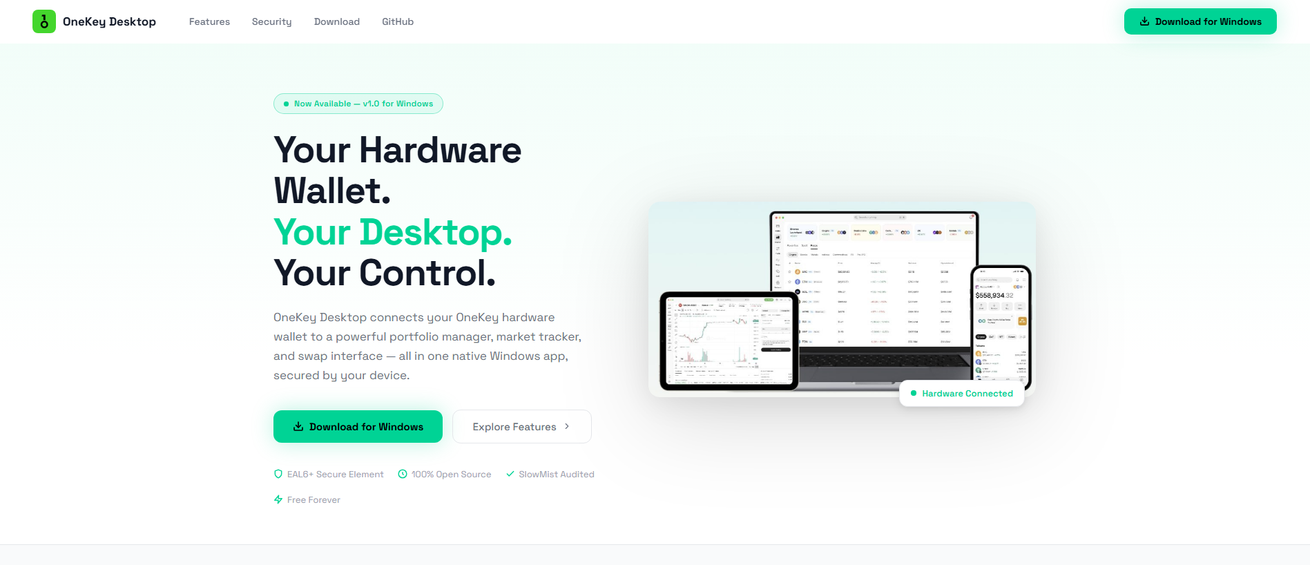 Forensic screenshot of onekey-desktop.com showing the phishing page layout