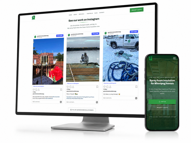 Green Home Insulation website on desktop and mobile, built by BASolutions AI