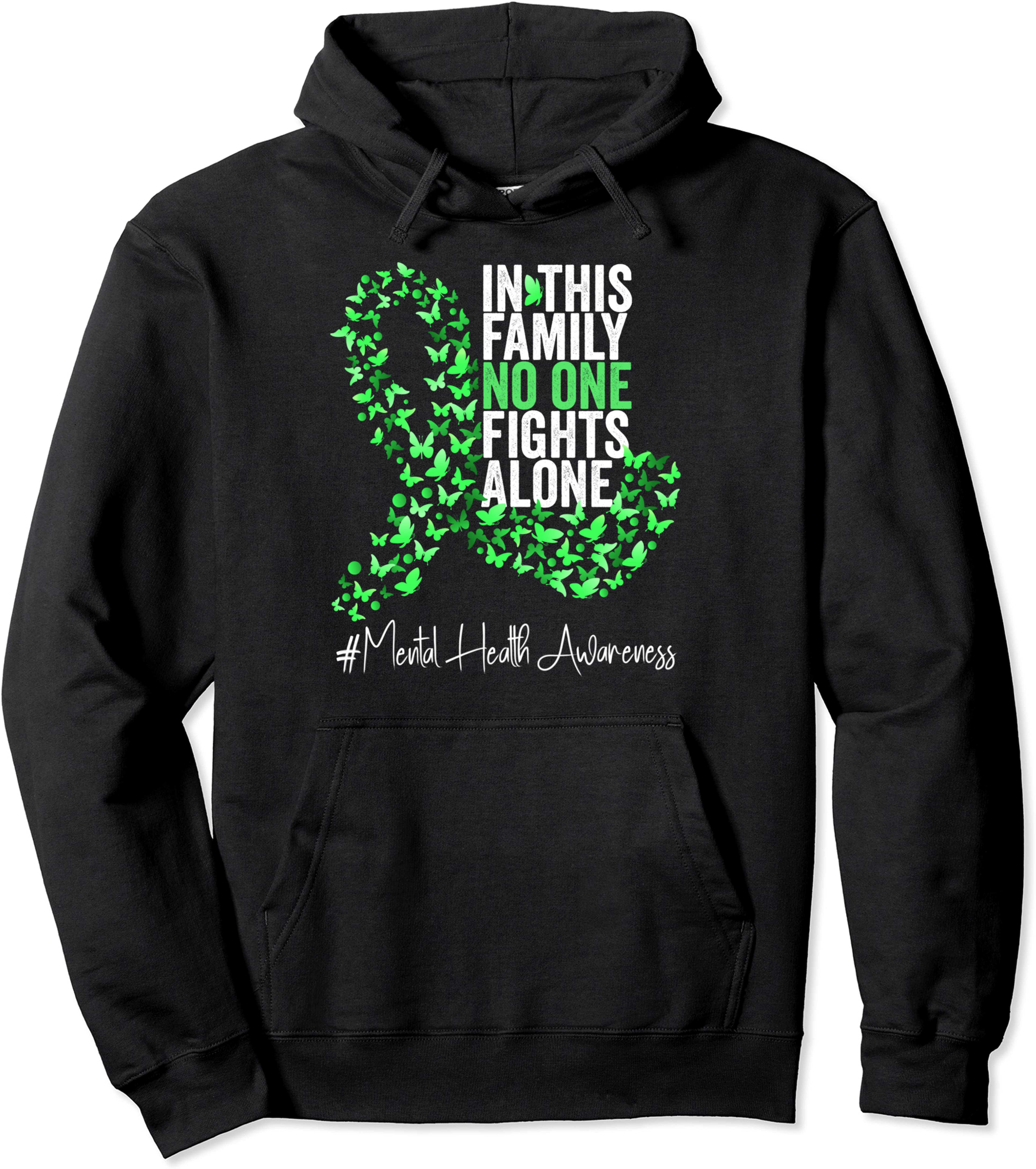 ろびん様オーダー Mental Health Awareness Month Green Ribbon Butterfly Unisex Hooded