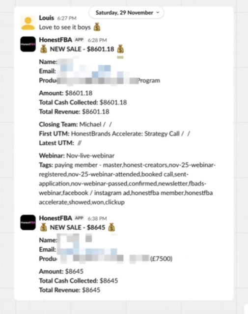 Revenue screenshot shared publicly by Alex Birch
