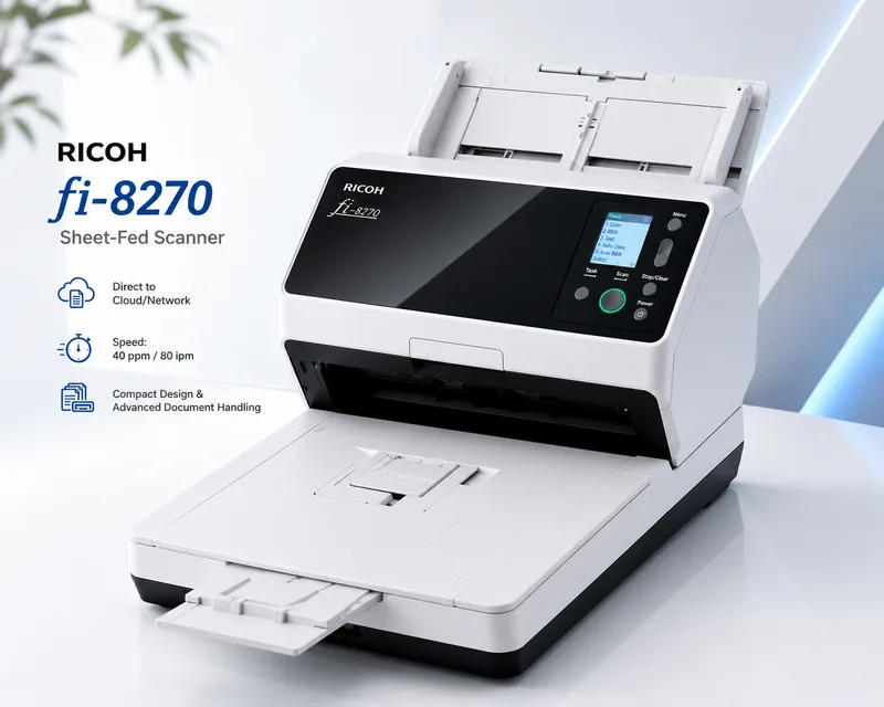 Ricoh fi-8290 A4 document scanner product overview with key features, specifications, and business applications