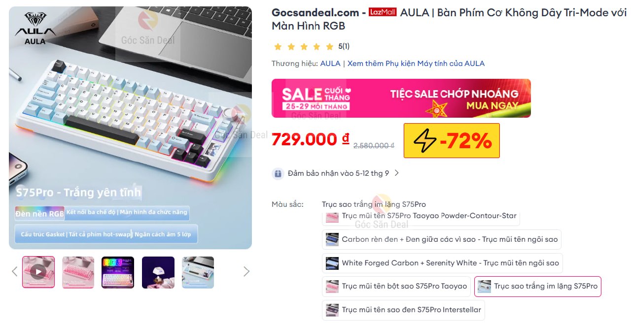 AULA | Bàn Phím Cơ Không Dây Tri-Mode với Màn Hình RGB