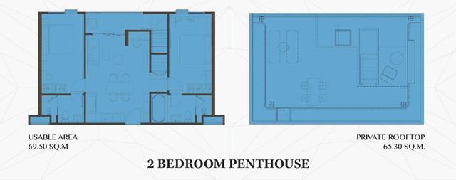 The Kuartz Karon floor plan 2 Bedroom Penthouse, 69.5 m²