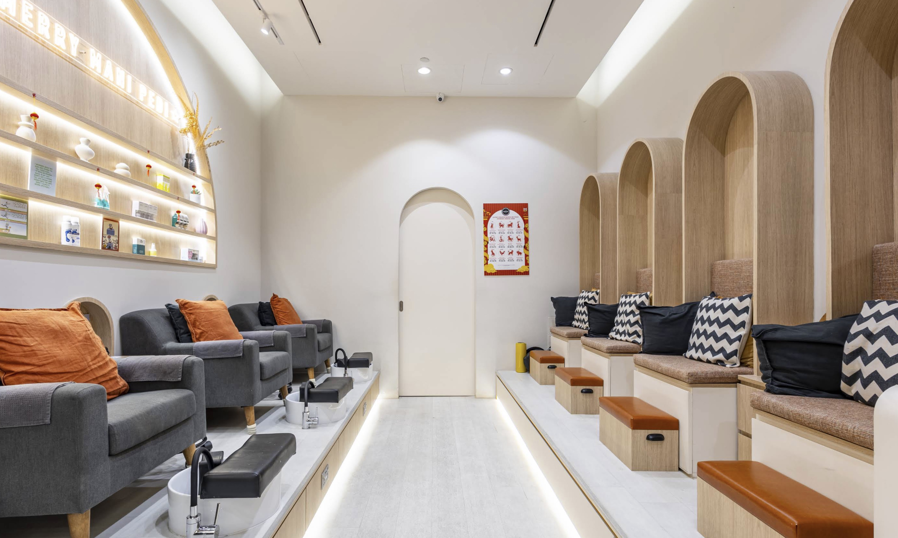 Nail salon interior and pedicure station at The Nailist City