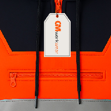 Quarter zip neck and high collar close-up