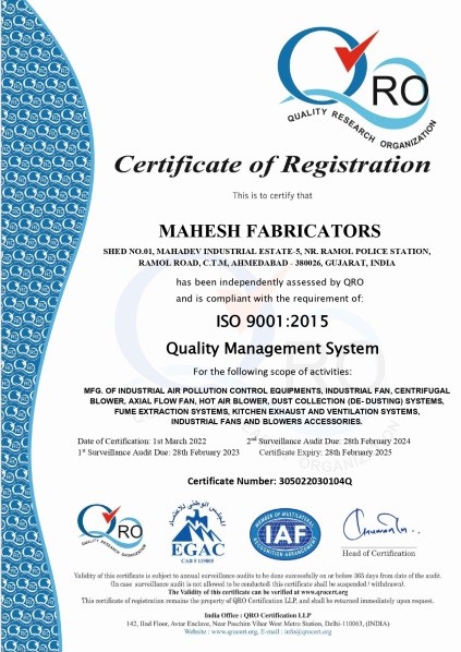 Certification - Mahesh Fabricators