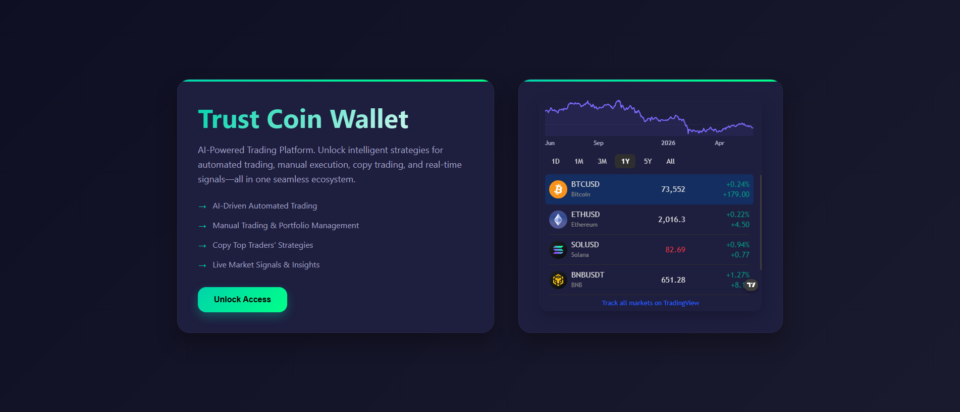 Screenshot of trustcoinswallet.com