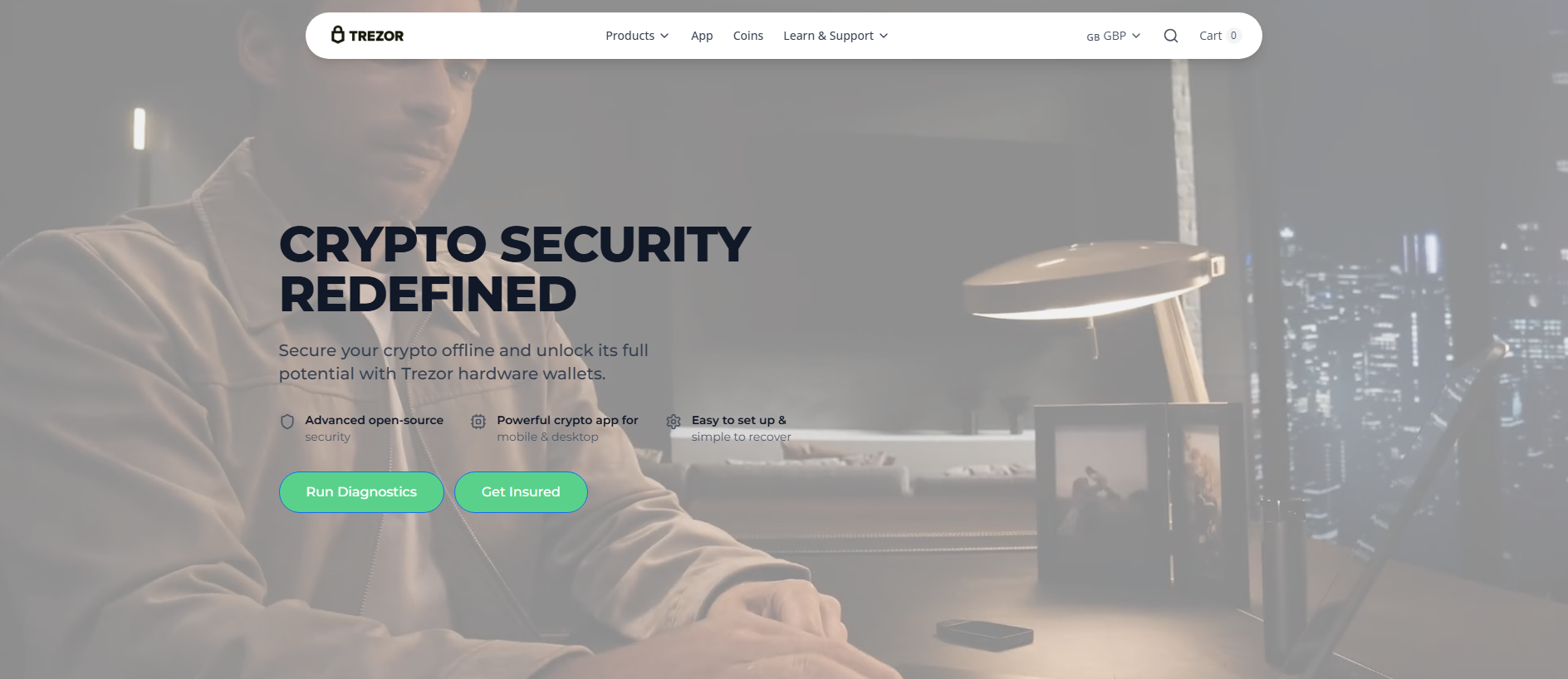 Screenshot of trezorlive.com