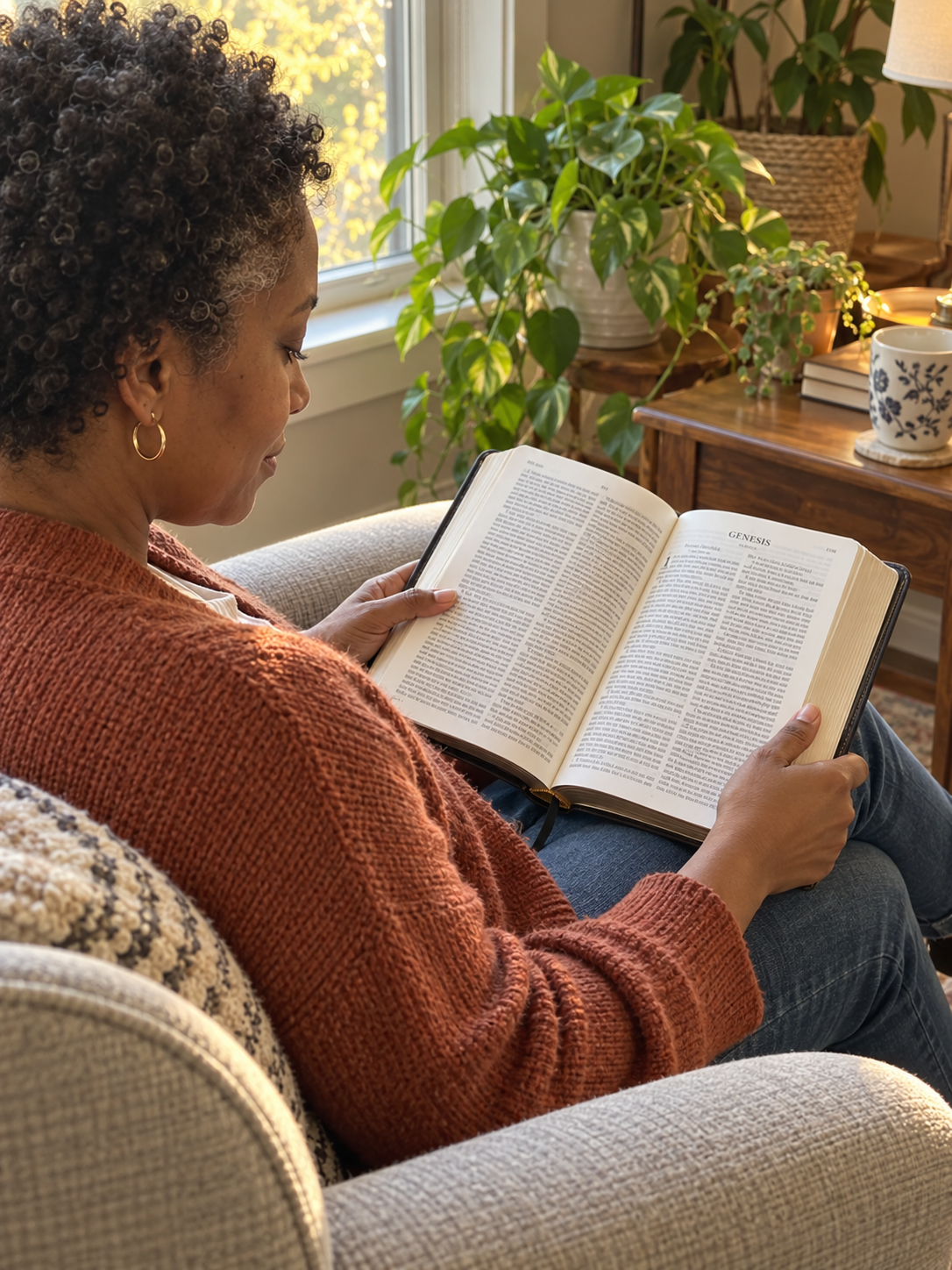 Reader studying the Aulare Ethiopian Bible