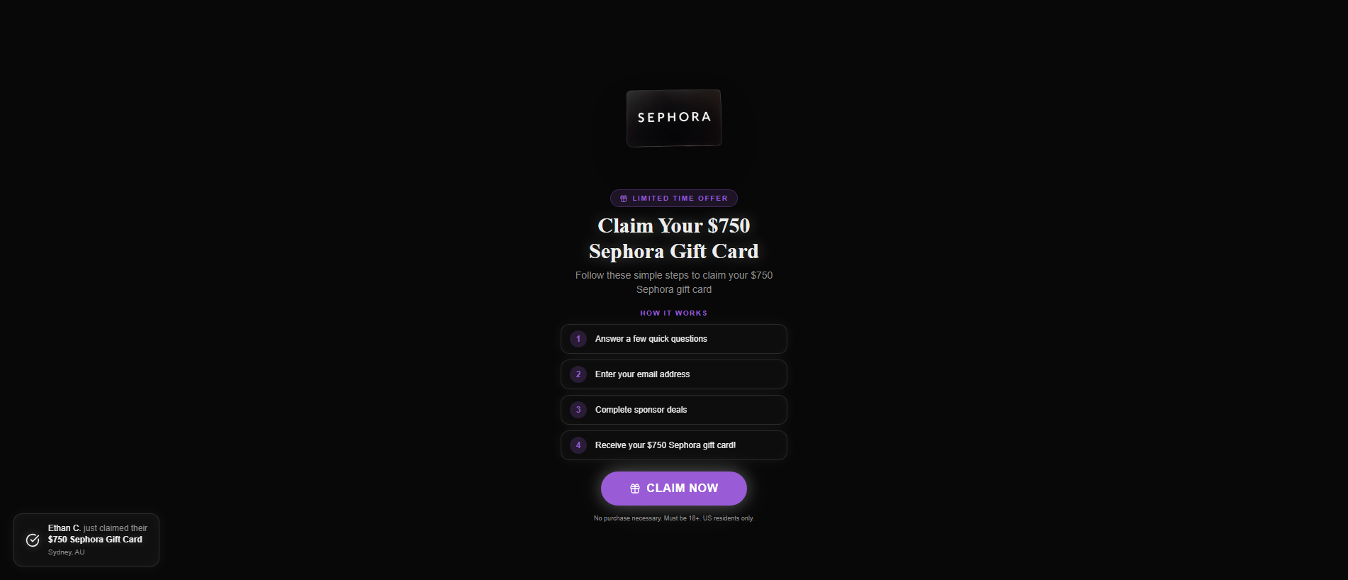 Stored capture of claimbeautyreward.com