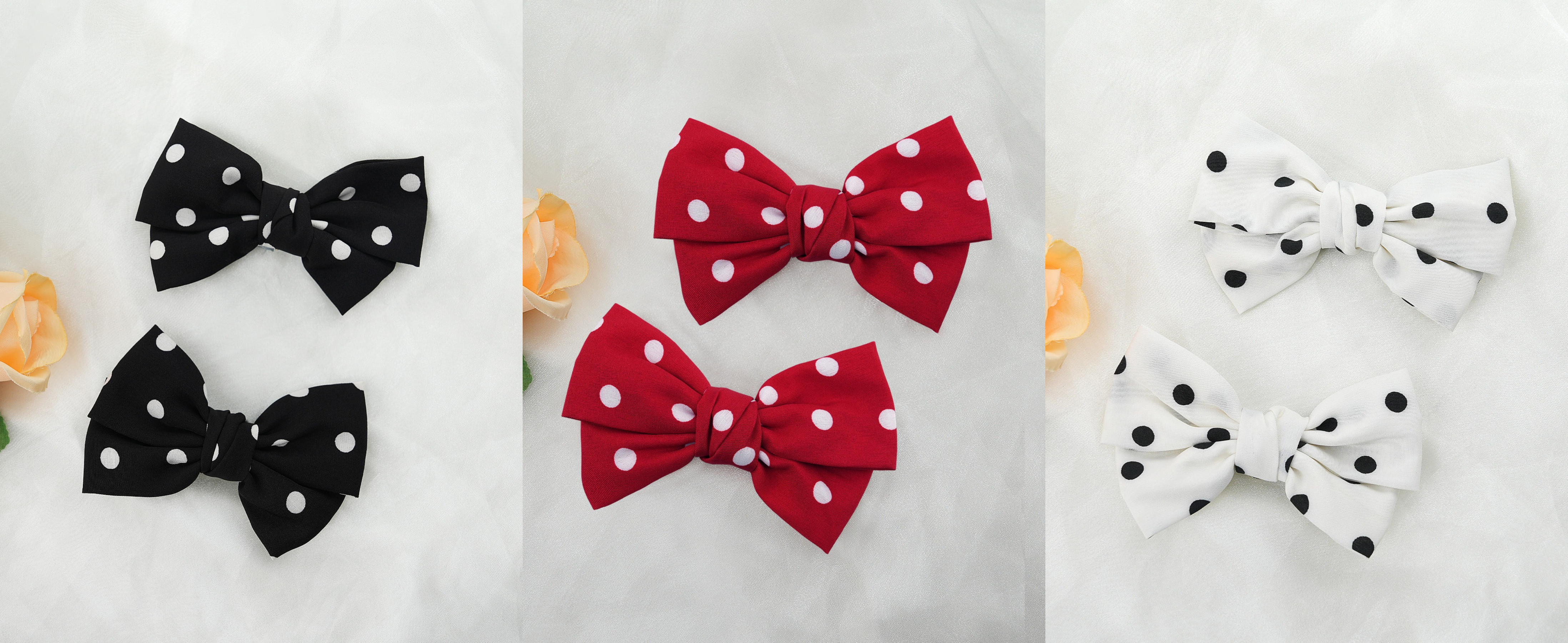 4pcs Polka Dot Bow Shoe Clips - Cute Fabric Fashion Accessories for Women and Teen Girls