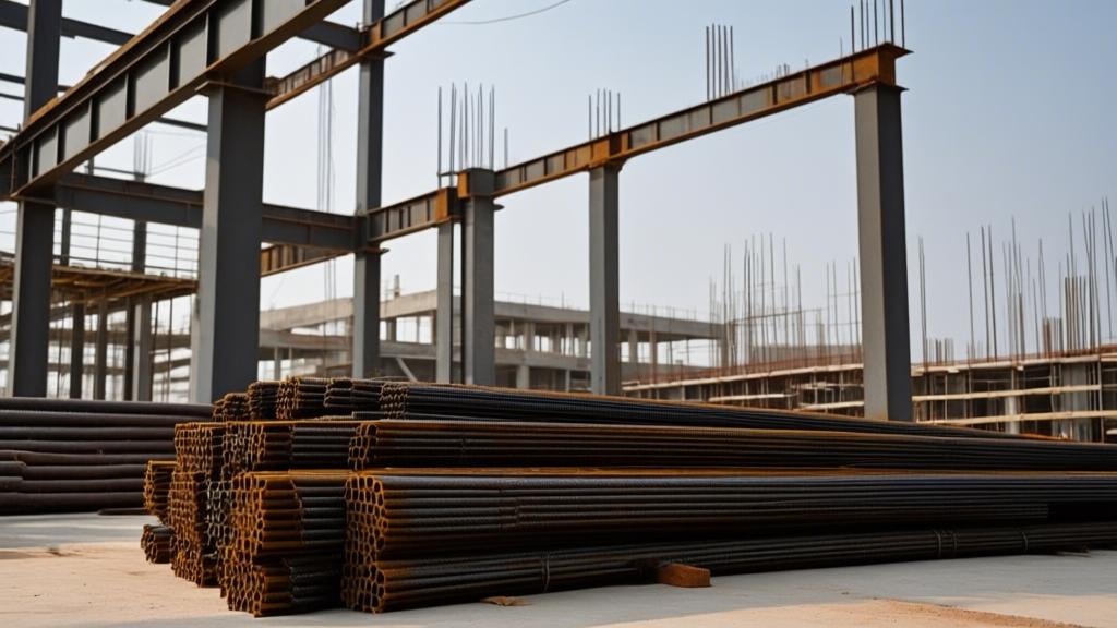 Steel prices in India 2026 - TMT bars and structural steel at construction site