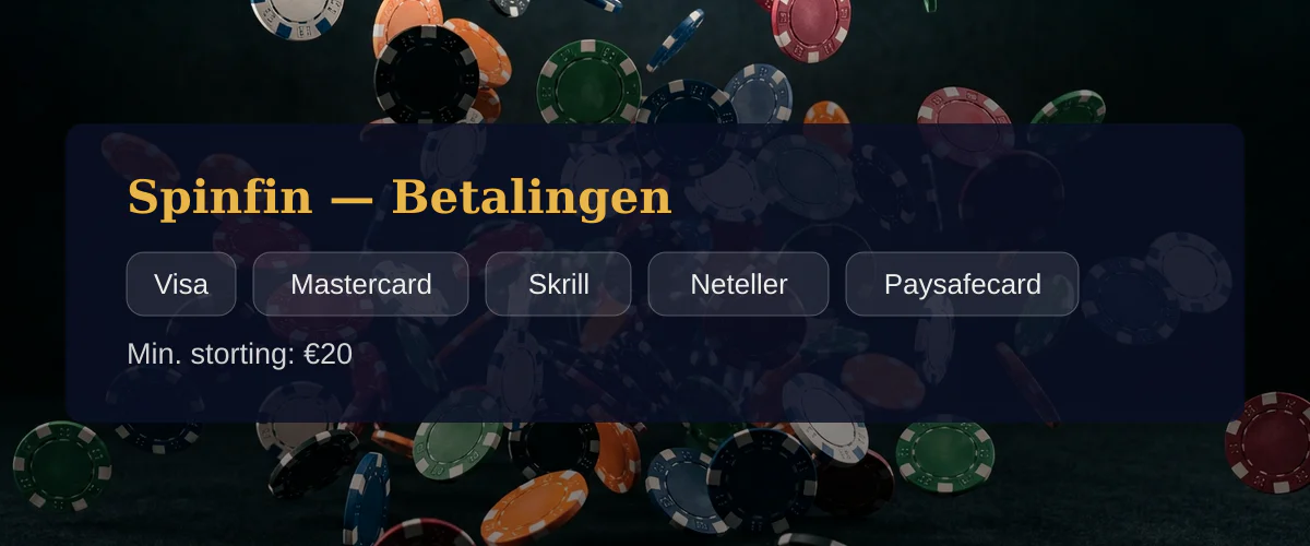 Spinfin — Betalingen: Visa, Mastercard, Skrill, Neteller, Paysafecard