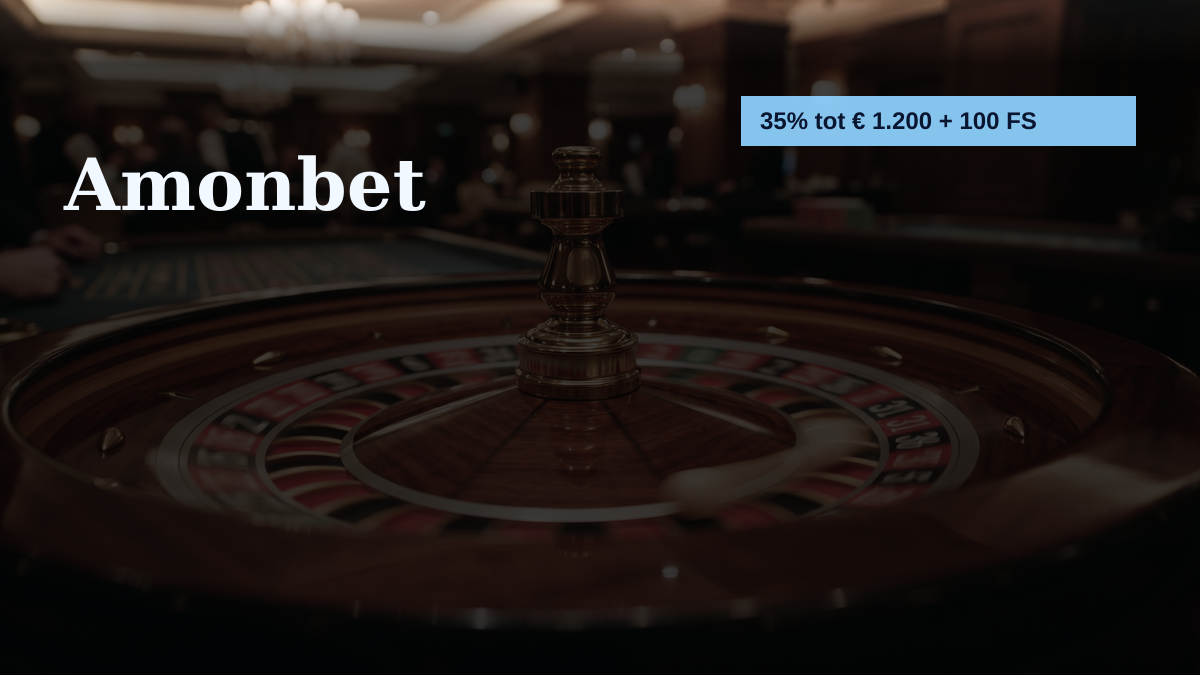 Amonbet casino — welkomstbonus 35% tot € 1.200 + 100 FS, betalingen: Visa, Mastercard, iDEAL, Bancontact, Bitcoin