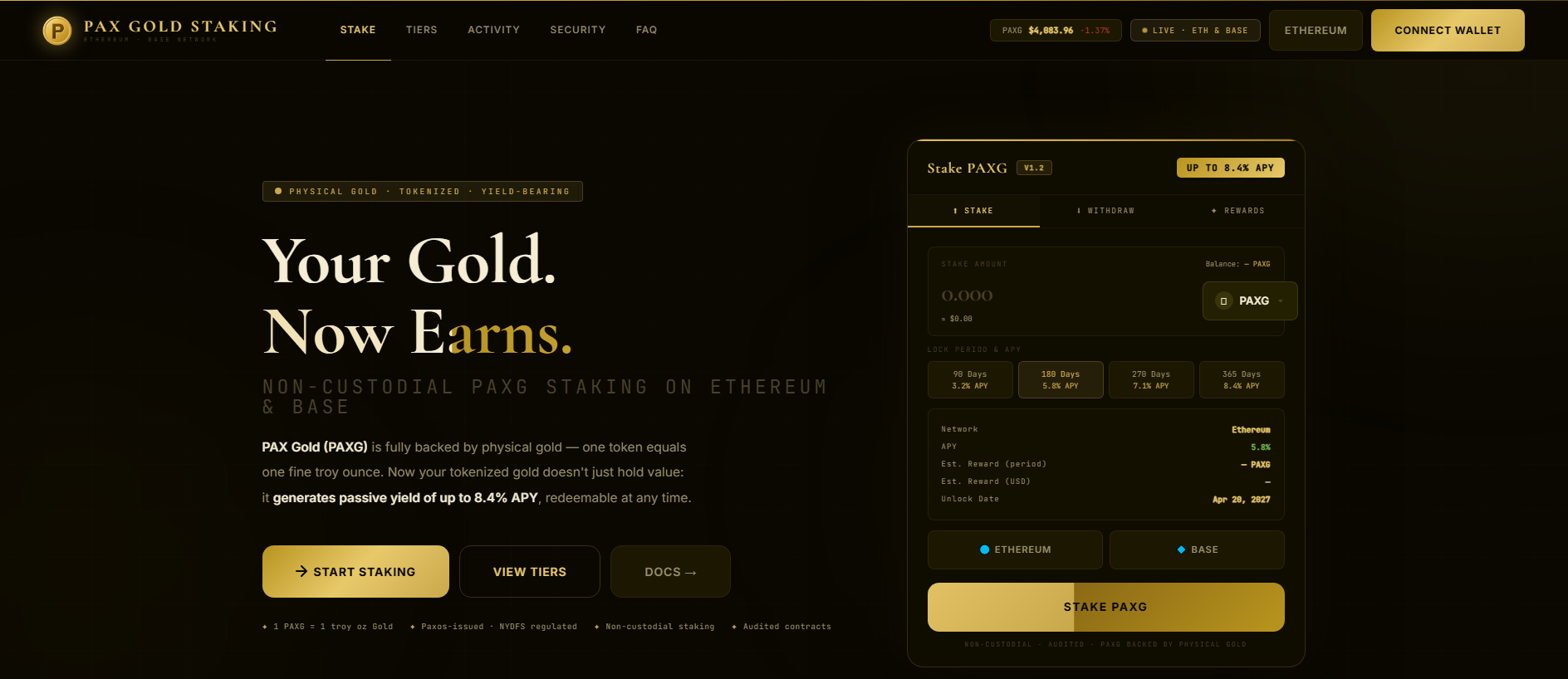 Stored capture of paxgoldstaking.com