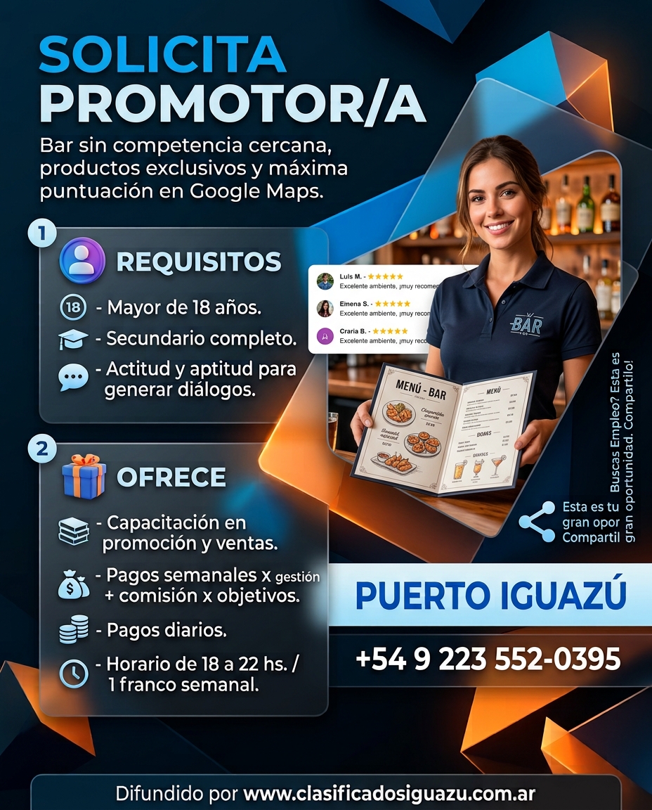 Se Solicita Promotor / a en Puerto Iguazu